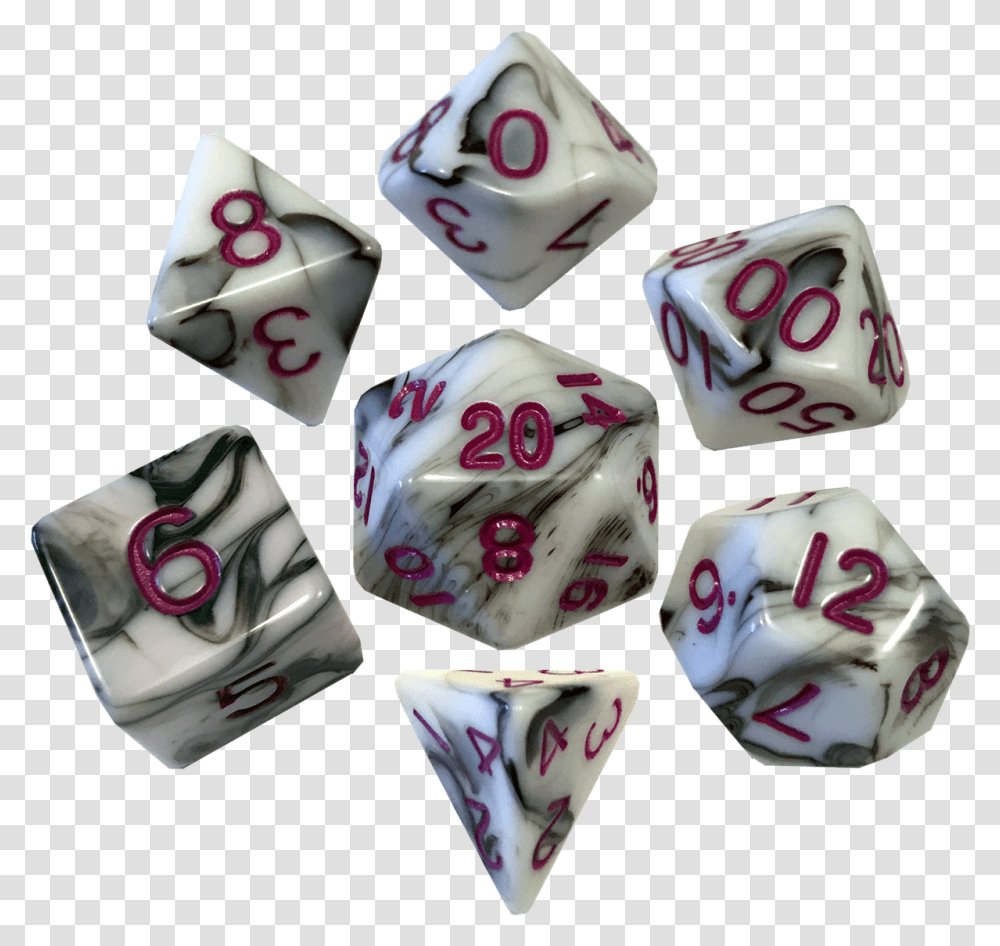 Mdg Acrylic 16mm 7 Die Set Marble With Purple Metallic Dice Games Transparent Png