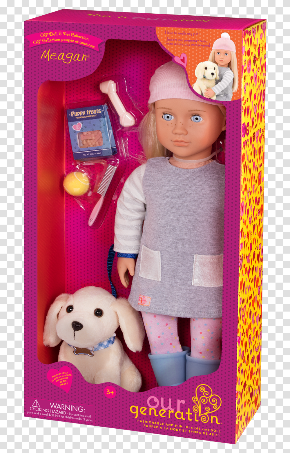 Meagan And Golden Retriever 18 Inch Doll And Pet In Our Generation Doll With Puppy, Toy, Person, Human, Bed Transparent Png