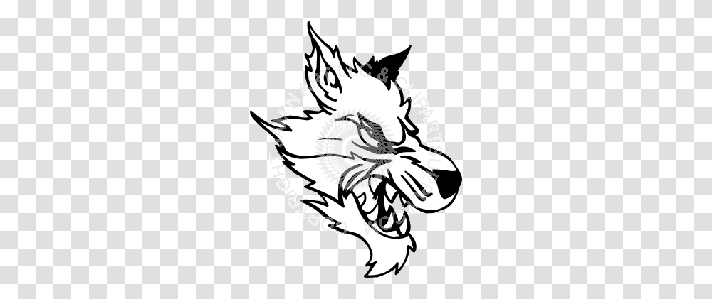 Mean Wolf Head Right Facing, Stencil, Dragon, Flame, Fire Transparent Png