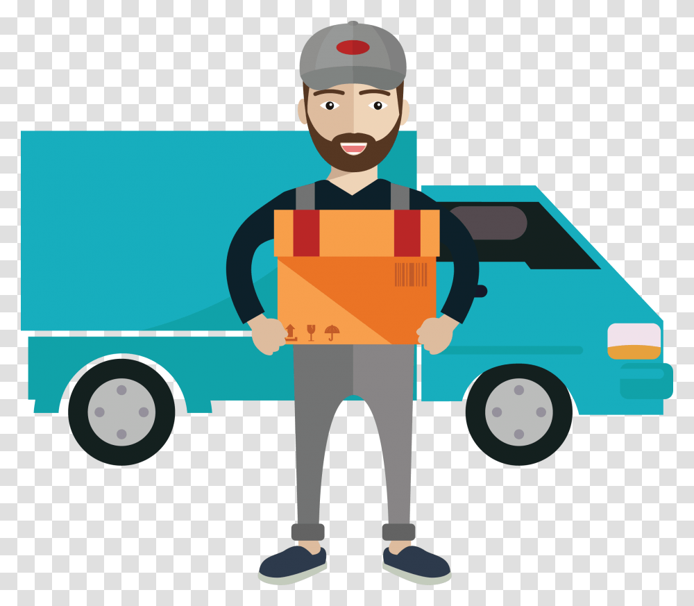 Mechanic Clipart Free Cartoon Delivery Man, Package Delivery, Carton, Box, Cardboard Transparent Png