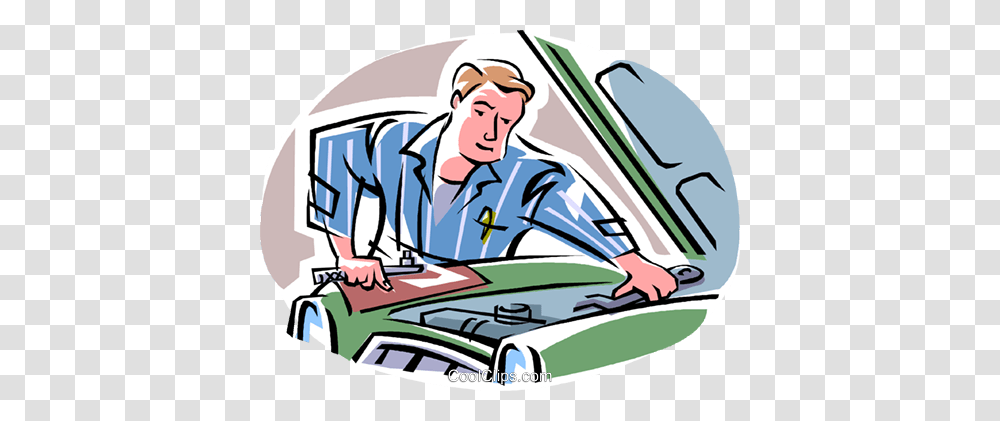 Mechanic Under The Hood Royalty Free Vector Clip Art Illustration, Transportation, Vehicle, Driving, Car Wash Transparent Png