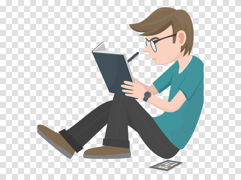 Mechanical Writer, Person, Human, Sitting, Reading Transparent Png