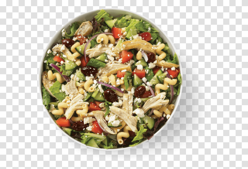 Med Salad With Chicken Noodles And Company, Bowl, Meal, Food, Dish Transparent Png