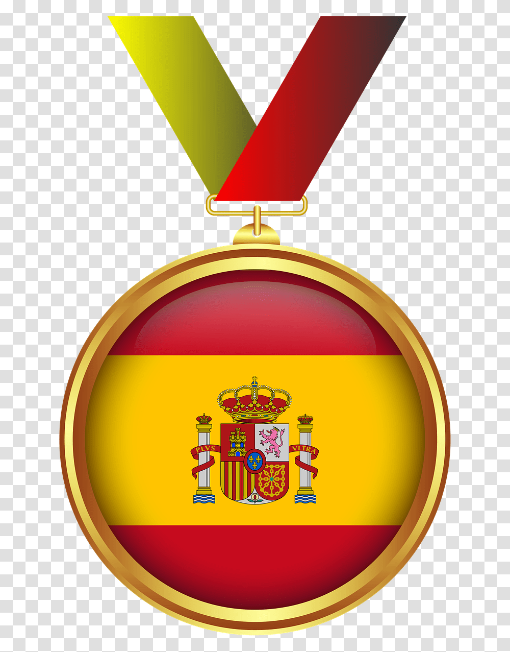 Medal Gold Tape Background Spain Flag, Symbol, Logo, Trademark, Ornament Transparent Png