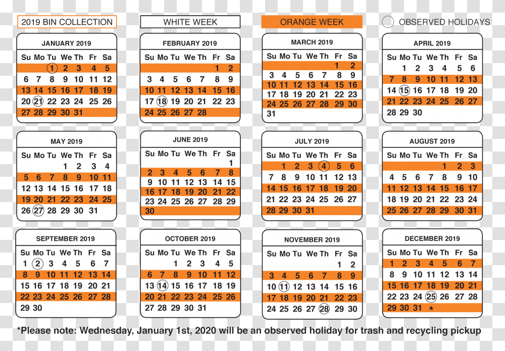Medford Trash Schedule 2019, Calendar, Menu Transparent Png