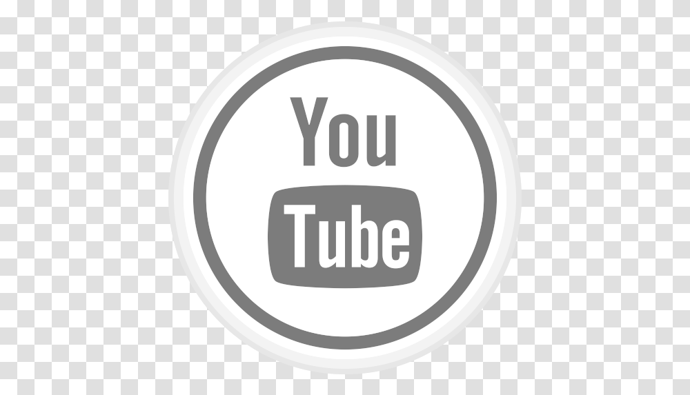 Media Logo Online Youtube Social Icon Round White Youtube Logo, Label, Text, Word, Outdoors Transparent Png