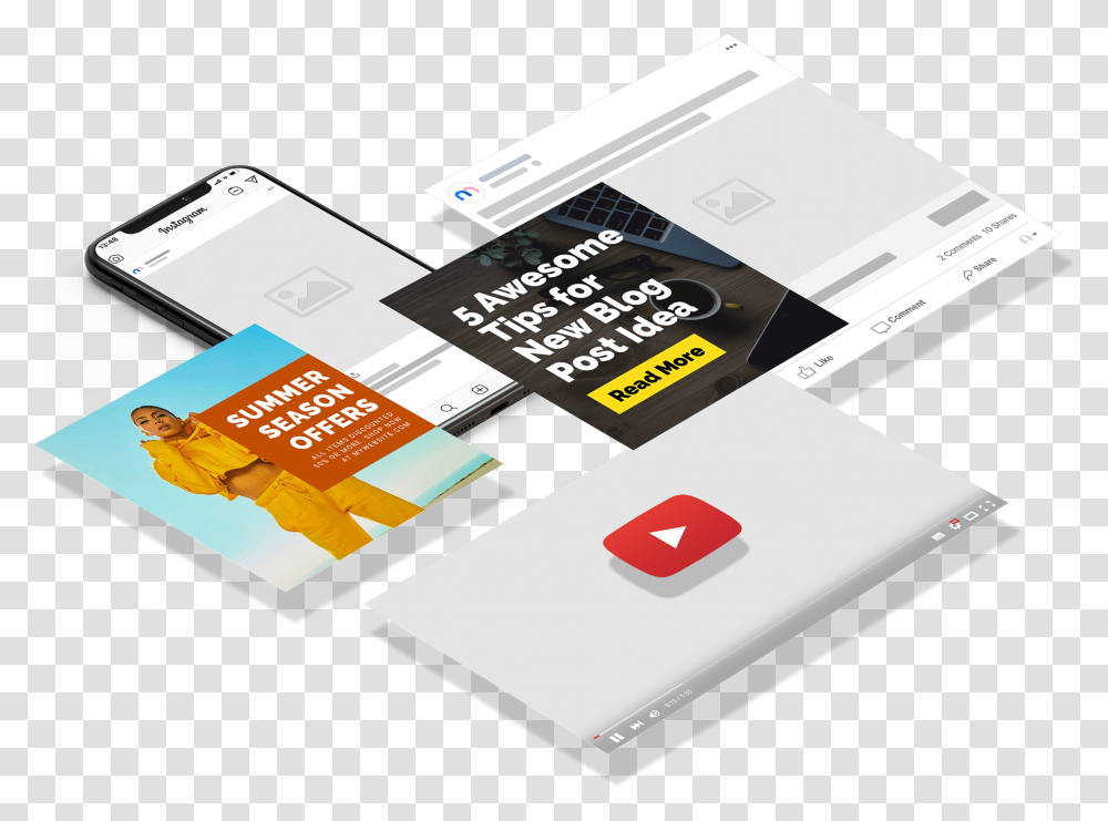 Mediamodifier Demo Image With Visuals Smartphone, Paper, Business Card, QR Code Transparent Png