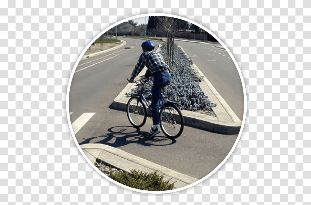 Median On Two Lane Road, Person, Tarmac, Bicycle, Vehicle Transparent Png