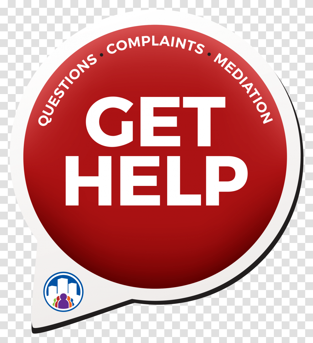 Mediation Get Help Complaint Button Circle, Label, Logo Transparent Png