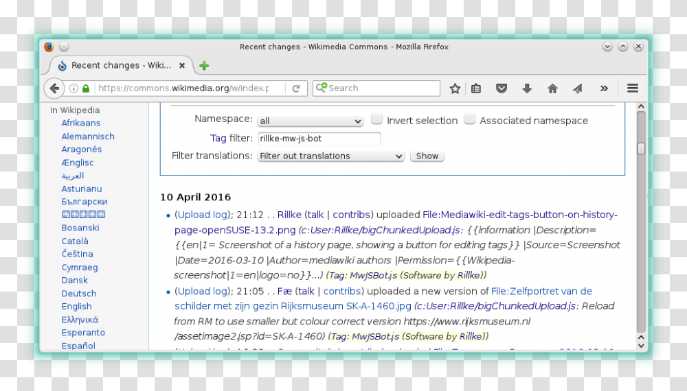 Mediawiki Tags Applied In Recent Changes Opensuse Windows, File, Page, Webpage Transparent Png