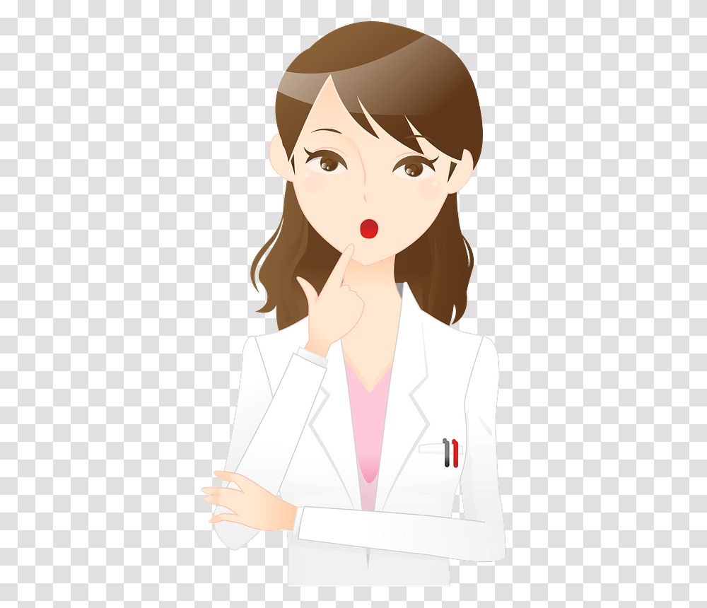 Medical Doctor Woman Thinking Clipart Cartoon, Person, Lab Coat, Face Transparent Png