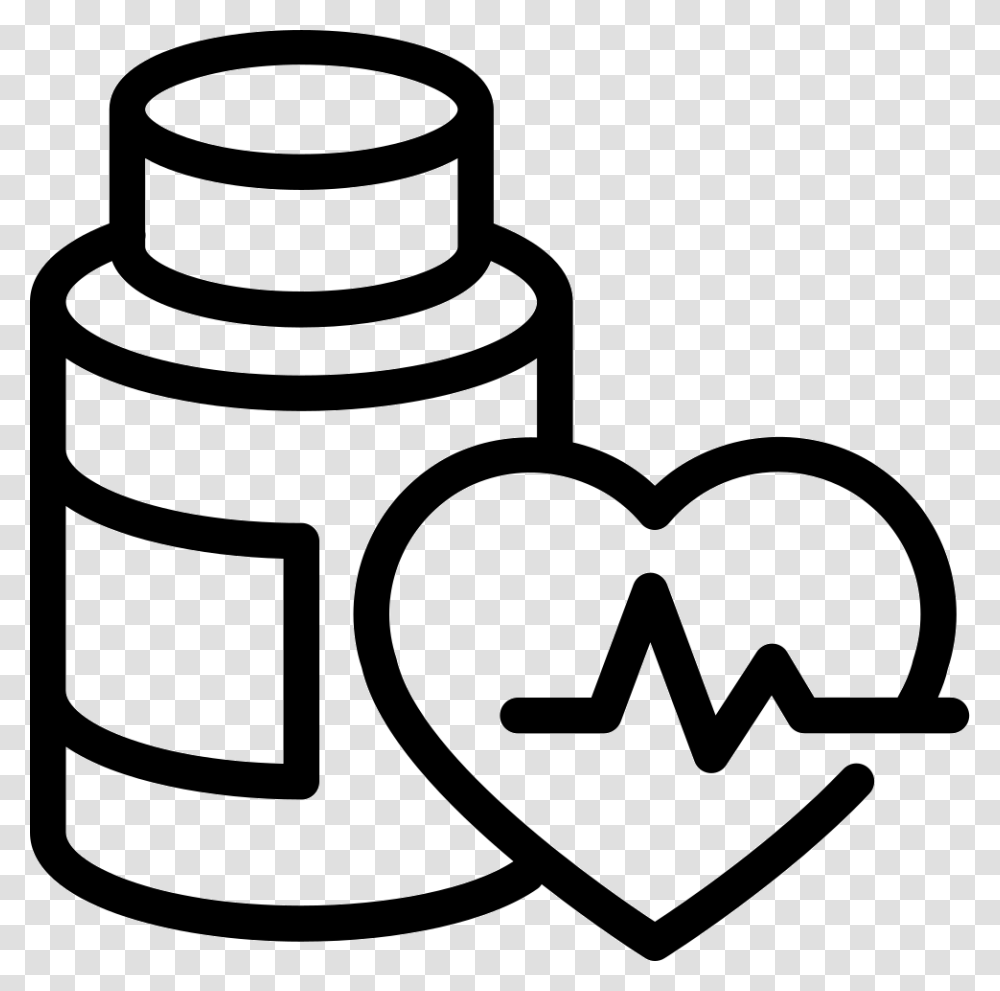 Medication Bottle Outline And Heart With Life Line Steroids, Stencil, Tin Transparent Png
