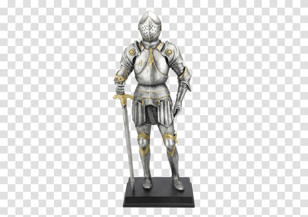 Medieval Armor Holding A Sword Statue Italian Knight Armor, Person, Human Transparent Png