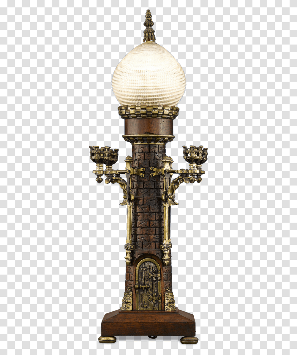 Medieval Castle Clock Garniture Antique, Bronze, Cross, Lamp Transparent Png