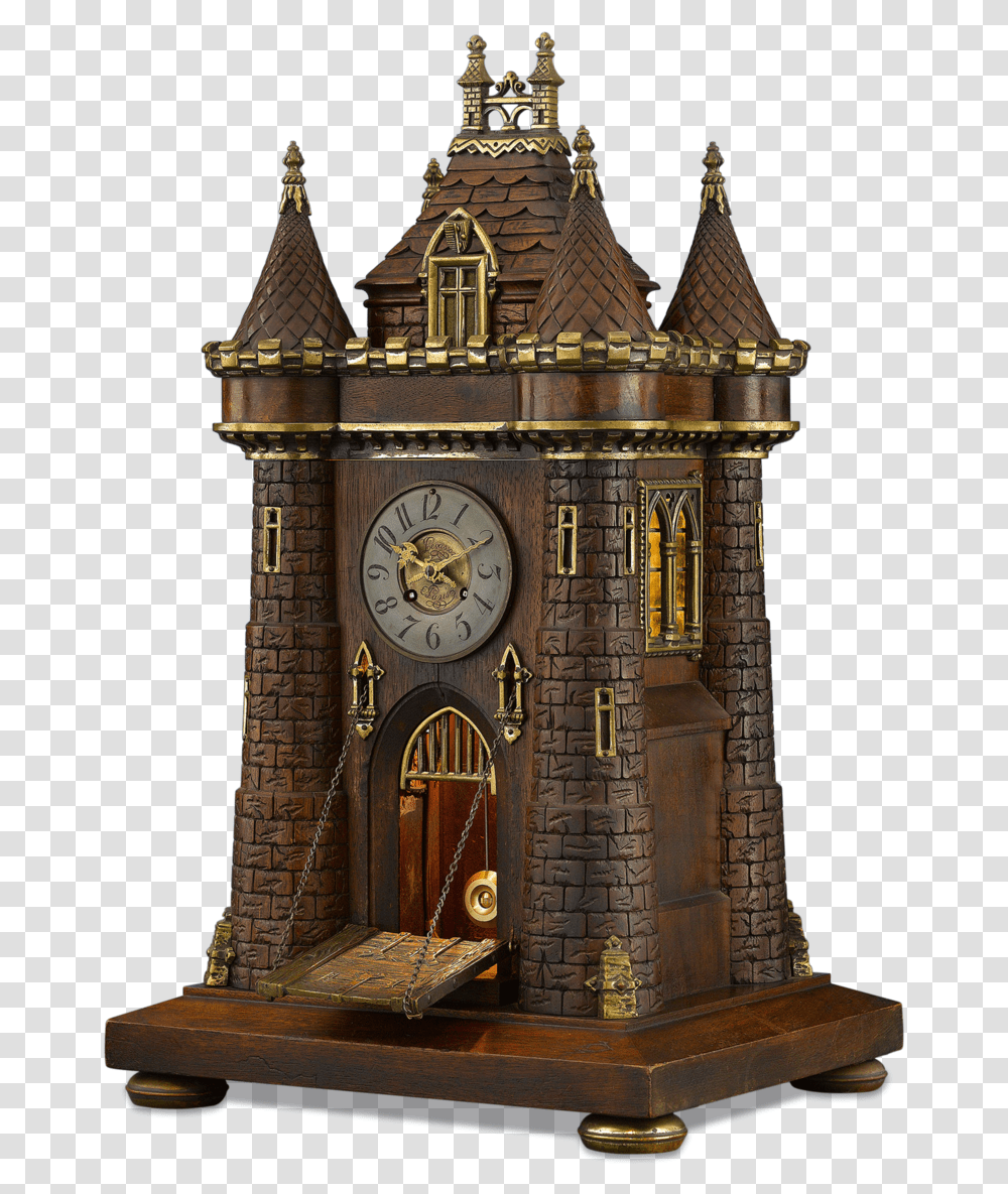 Medieval Castle Clock Garniture Antique, Tower, Architecture, Building, Clock Tower Transparent Png