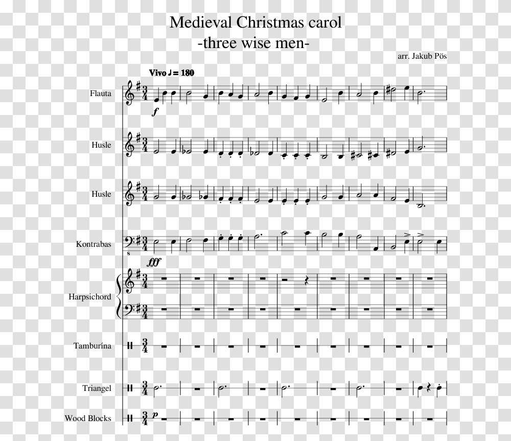 Medieval Christmas Carol Three Wise Men Sheet Music Sheet Music, Gray, World Of Warcraft Transparent Png