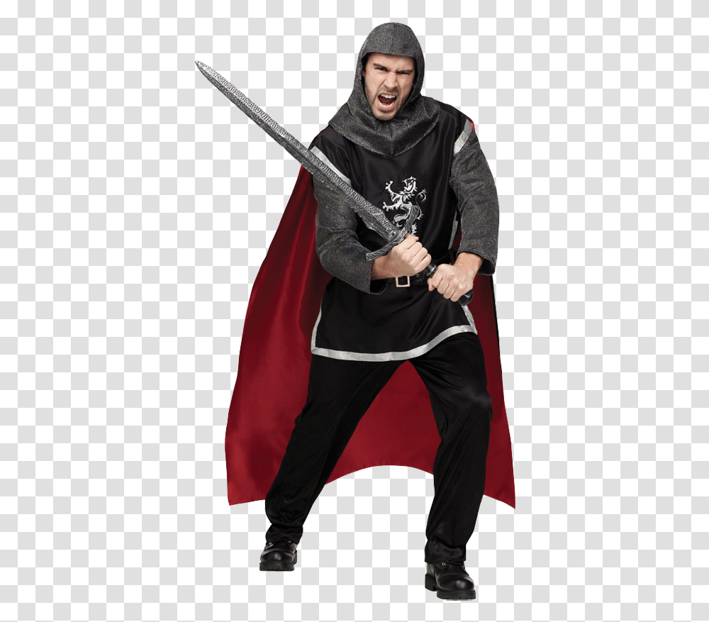 Medieval Dark Knight Mens Costume Medieval Costume Mens, Person, Ninja, Sleeve Transparent Png