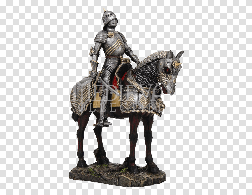 Medieval Knight And Warhorse Statue Medieval Knight On Horse, Mammal, Animal, Person, Human Transparent Png