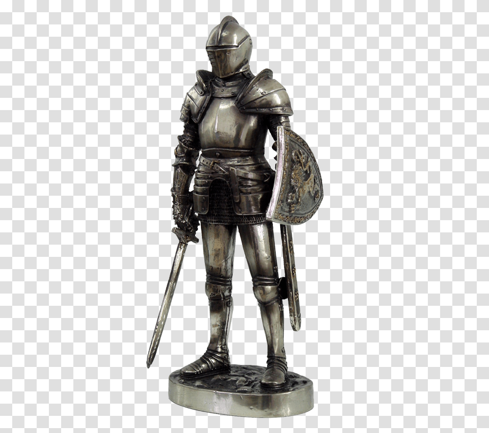 Medieval Knight With Sword And Shield Statue, Armor, Helmet, Apparel Transparent Png