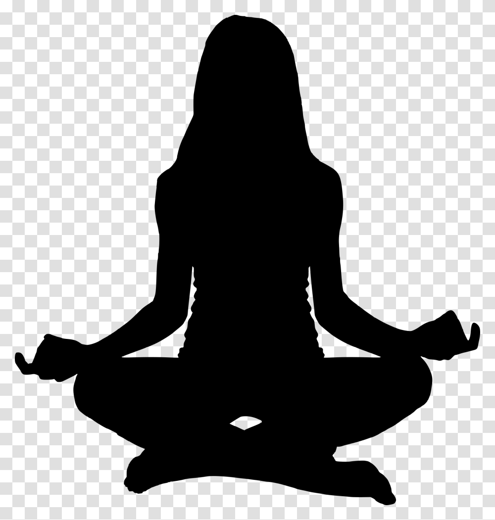 Meditation Girl, Silhouette, Person, Human, Kneeling Transparent Png