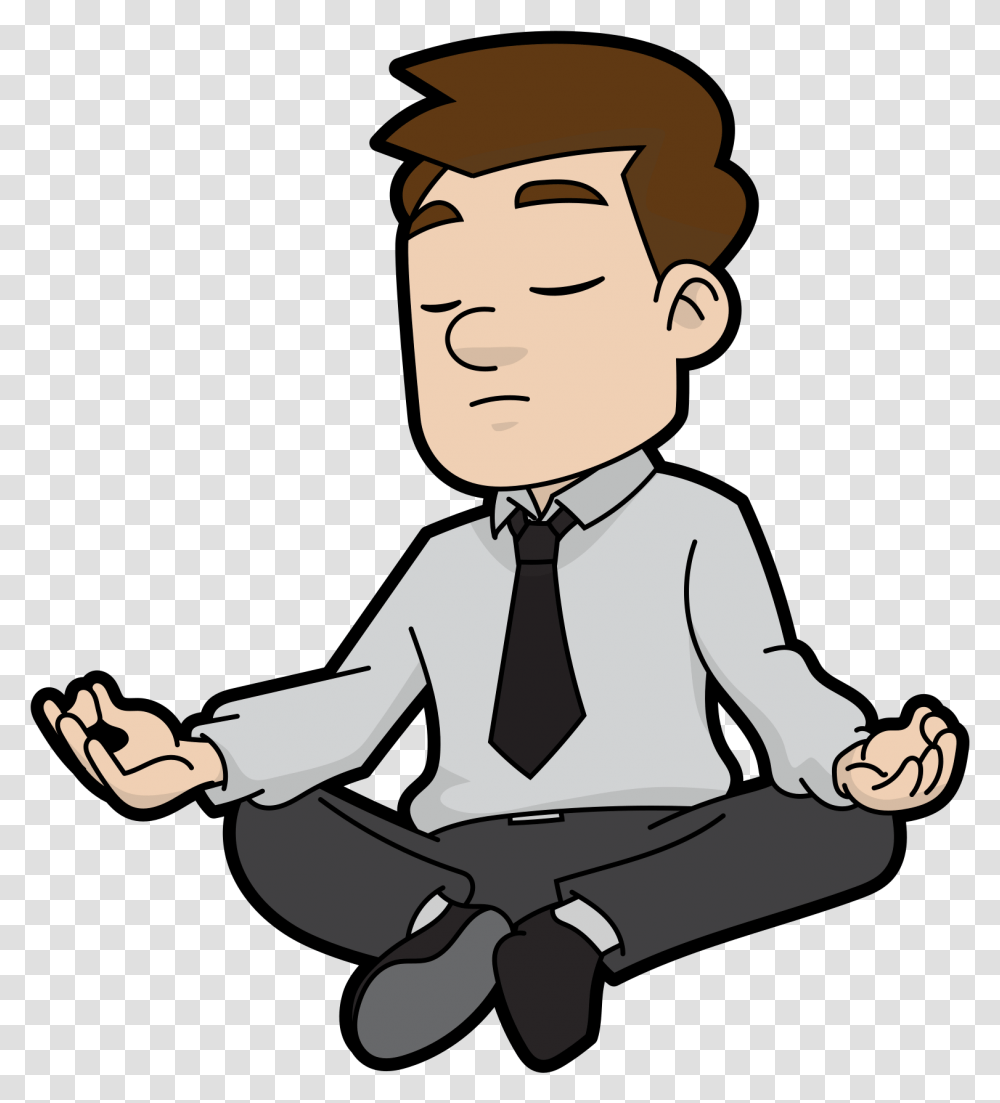 Meditation Meditating Cartoon, Person, Human, Tie, Accessories Transparent Png