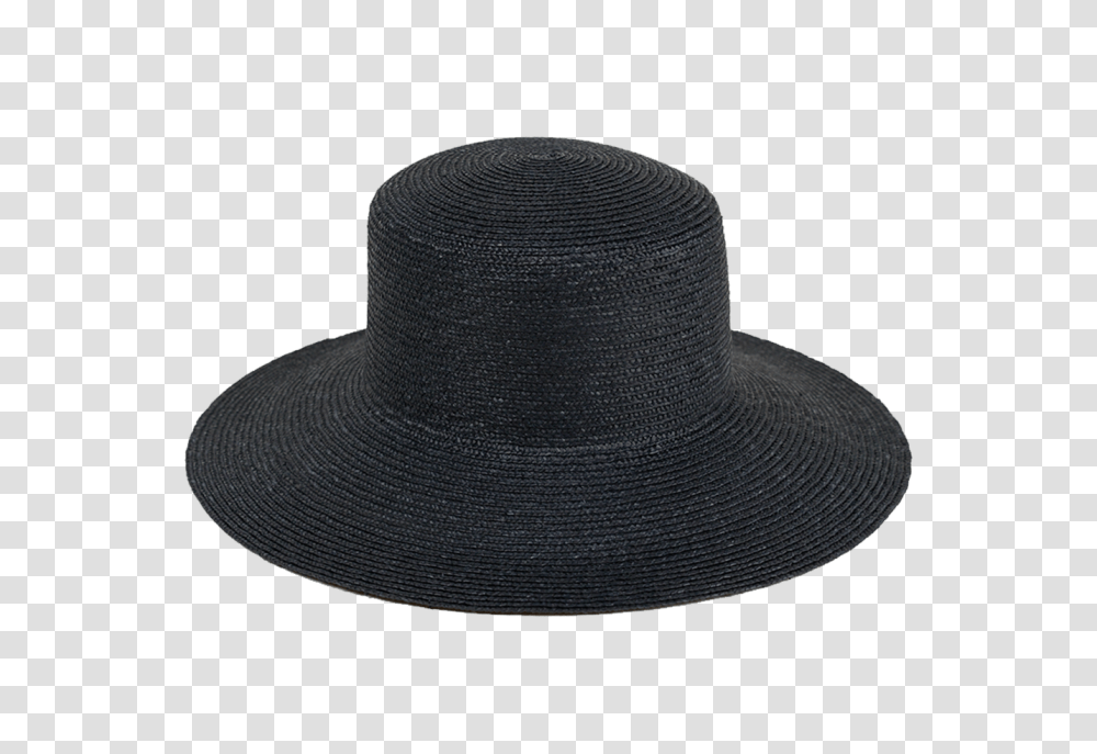 Medium Brim Flat Top Hat In Black Straw, Apparel, Sun Hat, Baseball Cap Transparent Png