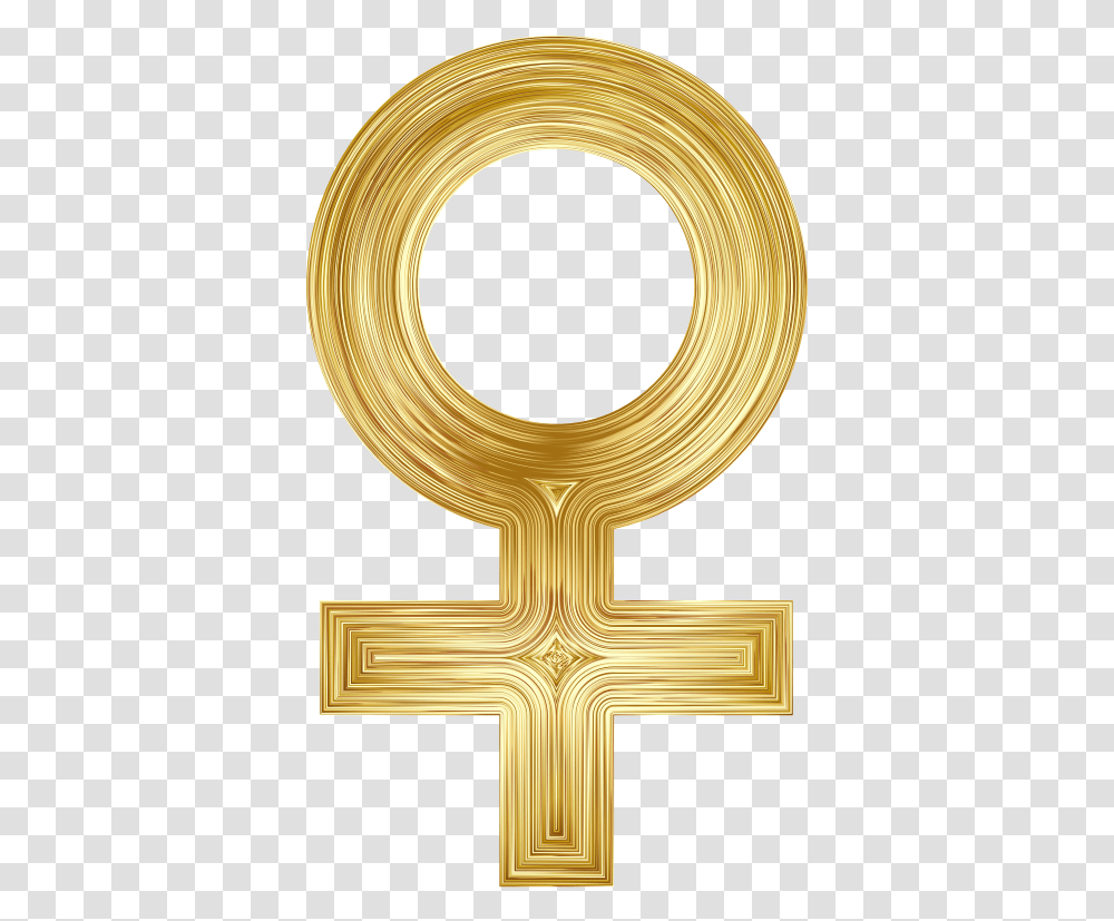 Medium Image Female Symbol Gold, Cross, Treasure, Brass Section, Musical Instrument Transparent Png