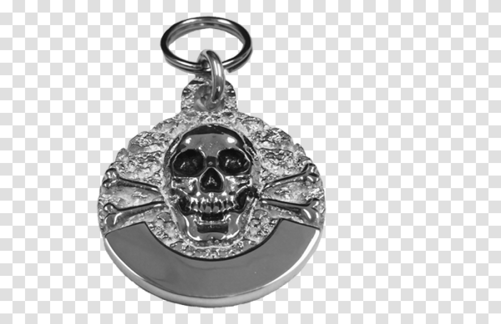 Medium Skull Amp Cross Bone Tag Sterling Silver Locket, Pendant, Jewelry, Accessories, Accessory Transparent Png