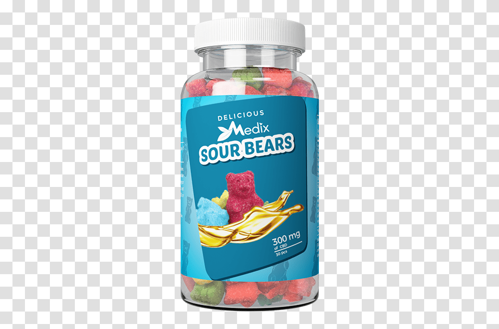 Medix Gummy Sour Bears Infused Cbd Cafe Usa, Jar, Ketchup, Food, Medication Transparent Png