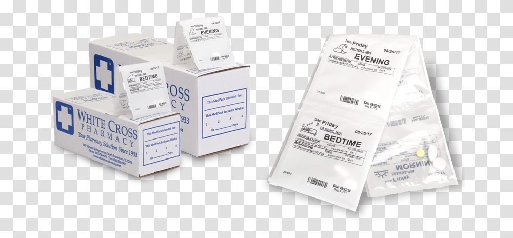 Medpack Simplified Medication Management White Cross Pharmacy, Box, Paper, Label Transparent Png
