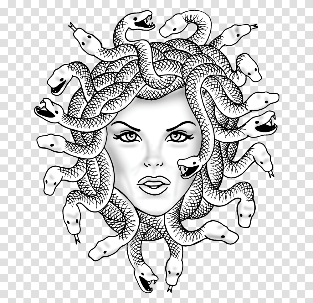 Medusa 4 Image Medusa, Person, Drawing, Art, Face Transparent Png