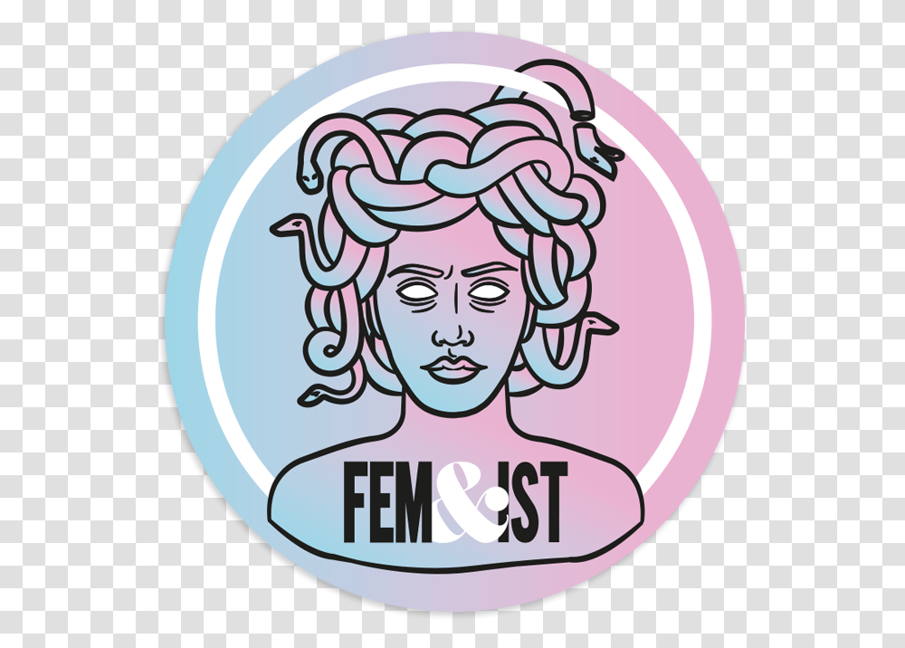 Medusa Vinyl Sticker Carla Illustration, Hair, Label, Text, Female Transparent Png
