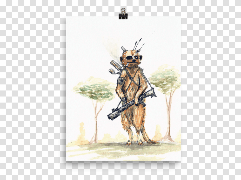 Meerkat Mercenary Scifi Poster Donkey, Drawing, Sketch, Duel Transparent Png