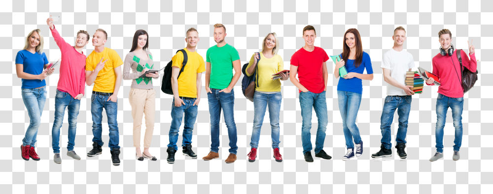 Meet Fun People College Students Group, Pants, Person, Standing Transparent Png