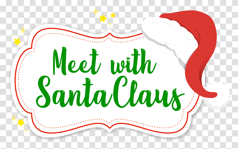 Meet With Santa Claus Illustration, Label, Plant, Sticker Transparent Png
