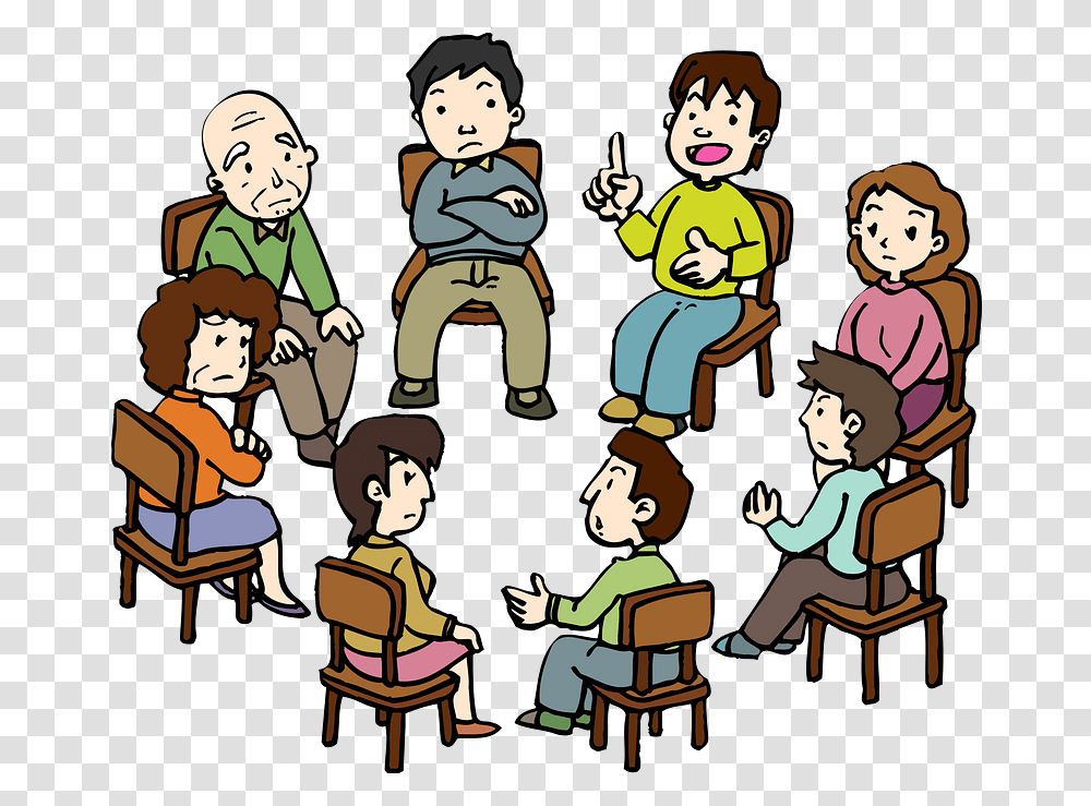 Meeting People Clipart Group Therapy Clip Art, Person, Crowd, Family, Comics Transparent Png