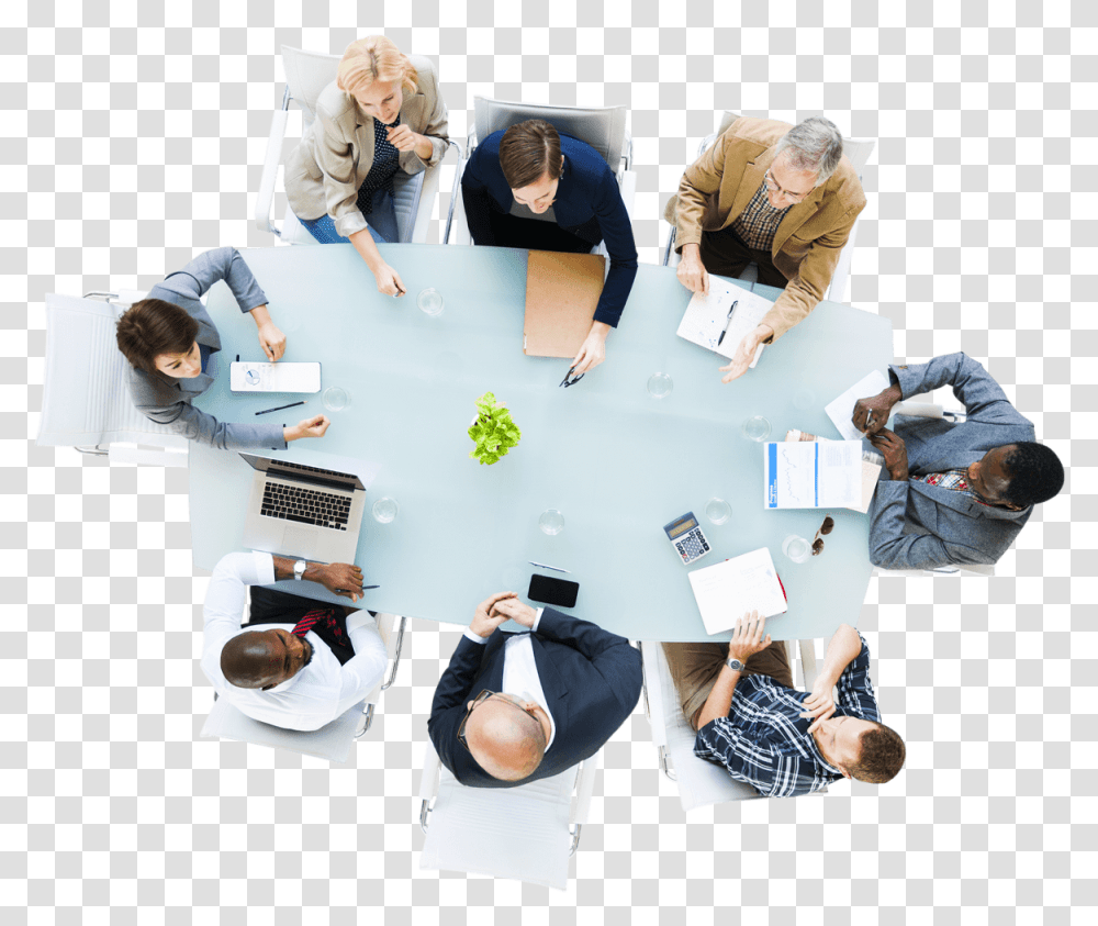 Meeting Table Top View, Person, Collage, Poster Transparent Png