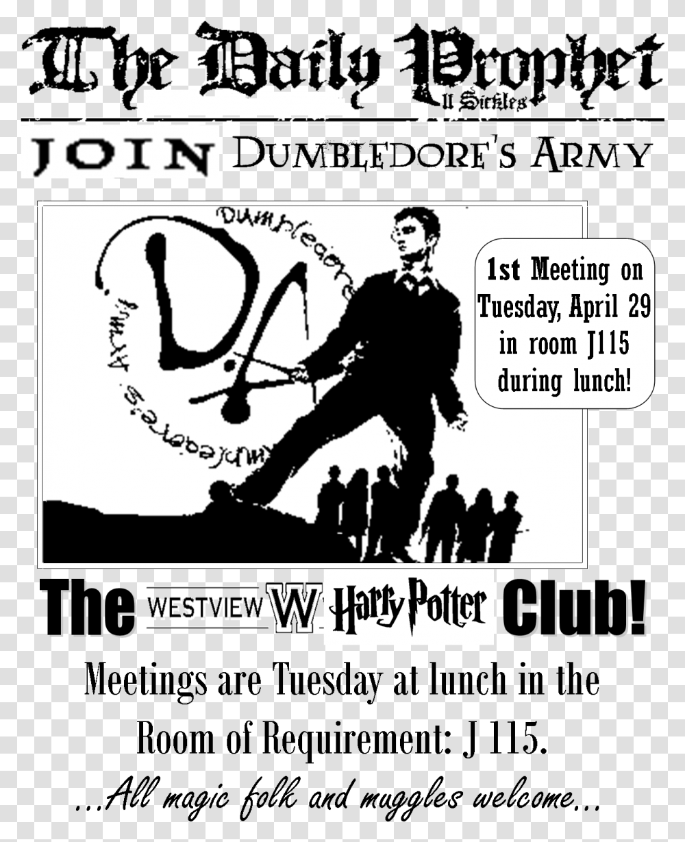 Meetings Dumbledore's Army Harry Potter, Person, Poster, Advertisement, Text Transparent Png