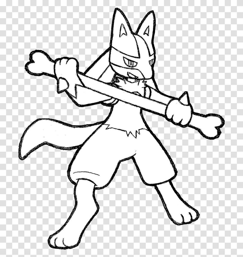 Mega Lucario Drawing Lucario Black And White, Person, Human, Stencil, People Transparent Png