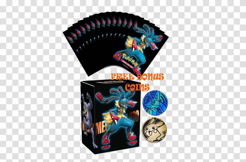 Mega Lucario Sleeves Deck Box Bundle With Bonus Coins Pokemon Deck Box Mega Lucario, Clock Tower, Building, Symbol, Text Transparent Png