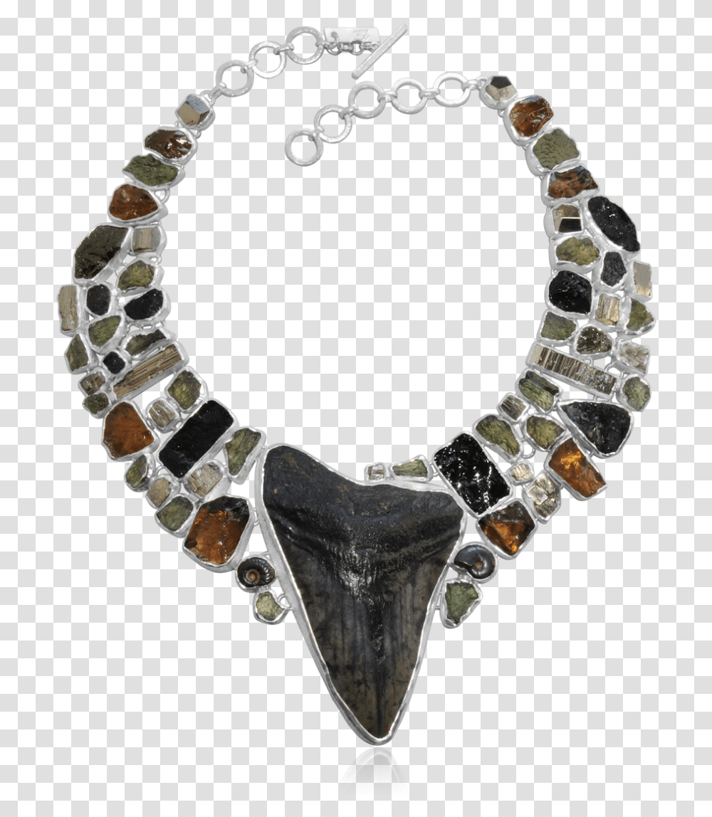 Megalodon Tooth Moldavite Pyrite Ammonite And Cognac Choker, Accessories, Accessory, Jewelry, Necklace Transparent Png