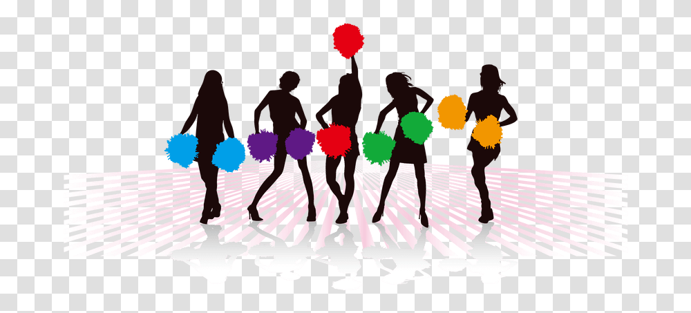 Megaphone And Pom Clipart Download Wallpaper Full Cheerleader Silhouette, Person, Crowd, Audience Transparent Png