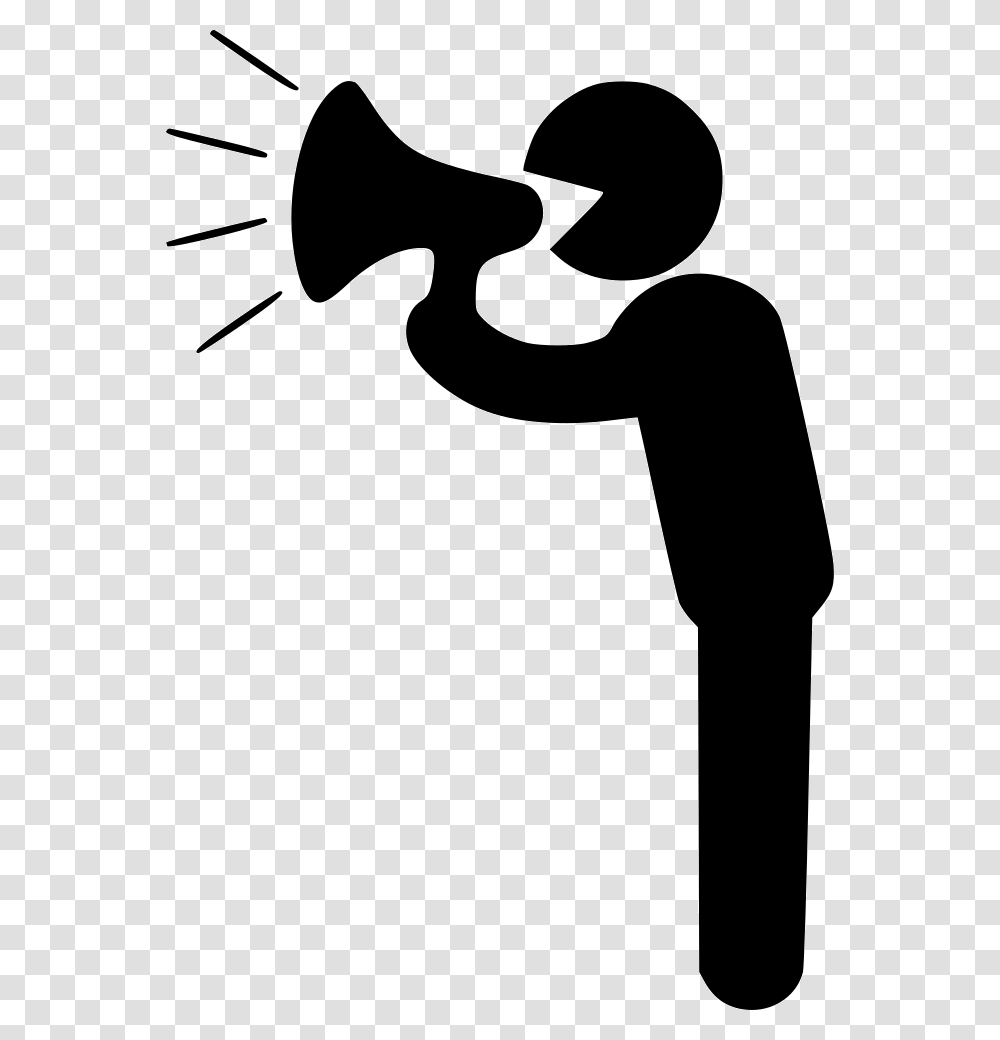 Megaphone Clipart Person With Megaphone Icon, Axe, Tool, Silhouette, Hammer Transparent Png