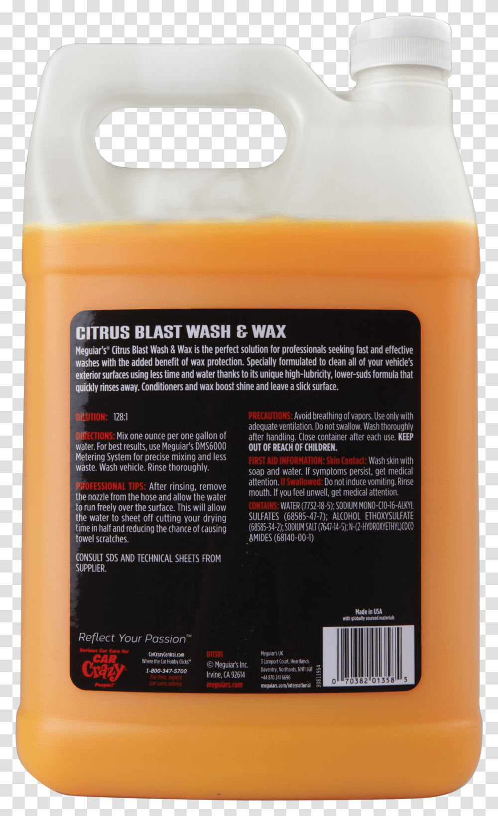 Meguiar S Citrus Blast Wash Amp Wax 1 Gallon Bottle Transparent Png