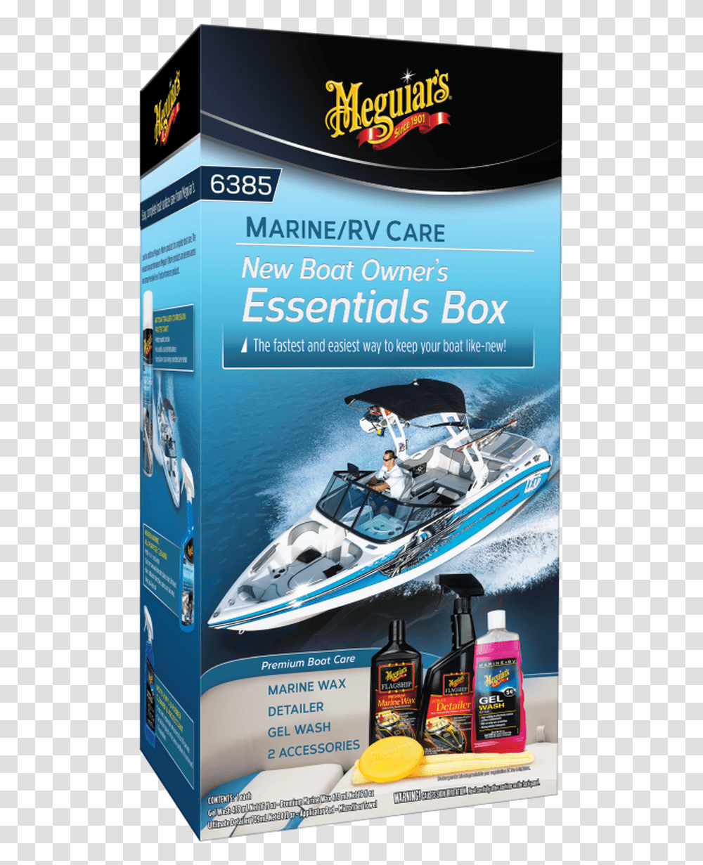 Meguiar S Marine Amp Rv New Boat Owners Essentials Detailing, Vehicle, Transportation, Person, Watercraft Transparent Png