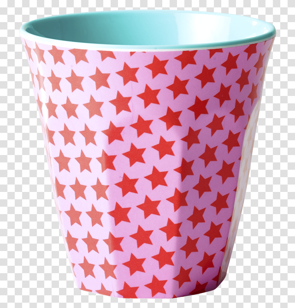 Melamine Cup With Pink And Red Star Print Two Tone Medium Rice Melamin Becher Medium, Rug, Tin, Can, Aluminium Transparent Png