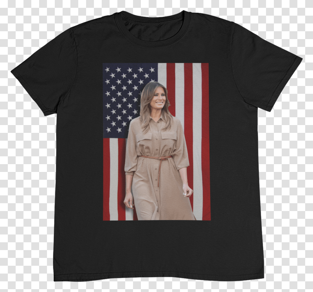 Melania Trump Flag Shirt Vintage Clothing, Apparel, Person, T-Shirt, Overcoat Transparent Png