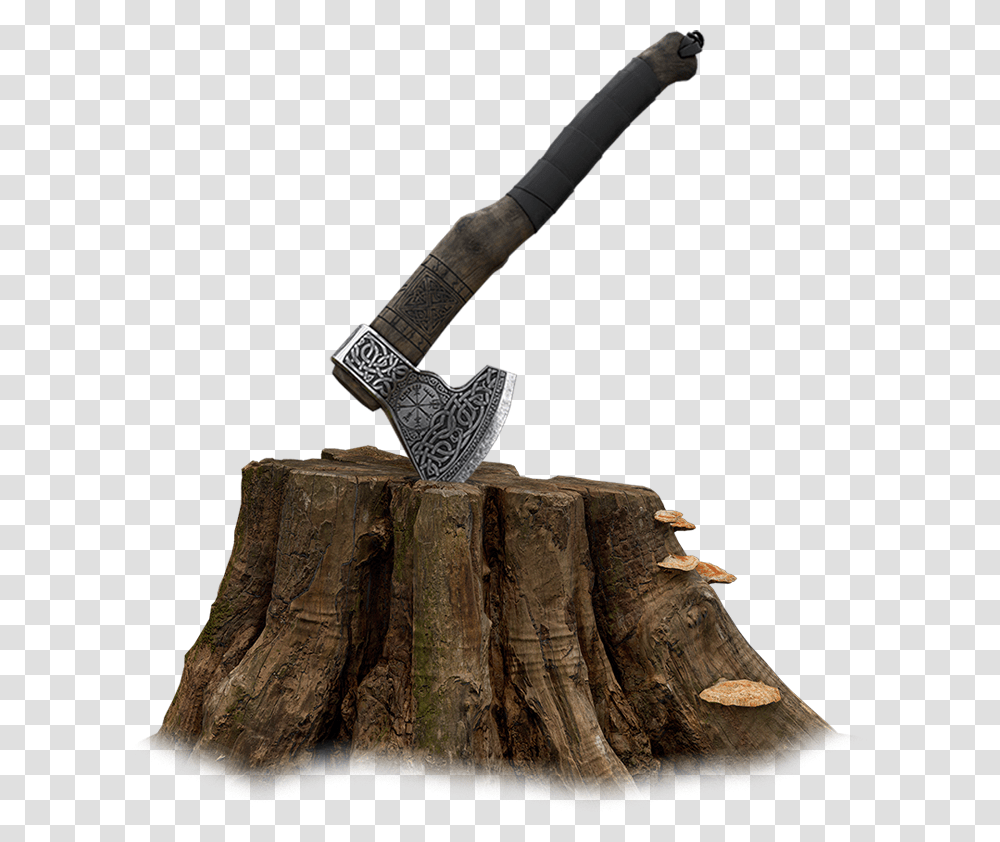 Melee Weapon, Axe, Tool, Tree Stump Transparent Png