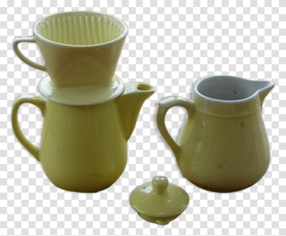 Melitta Coffee Service Consisting Of Coffee Maker Ceramic, Pottery, Jug, Saucer, Porcelain Transparent Png