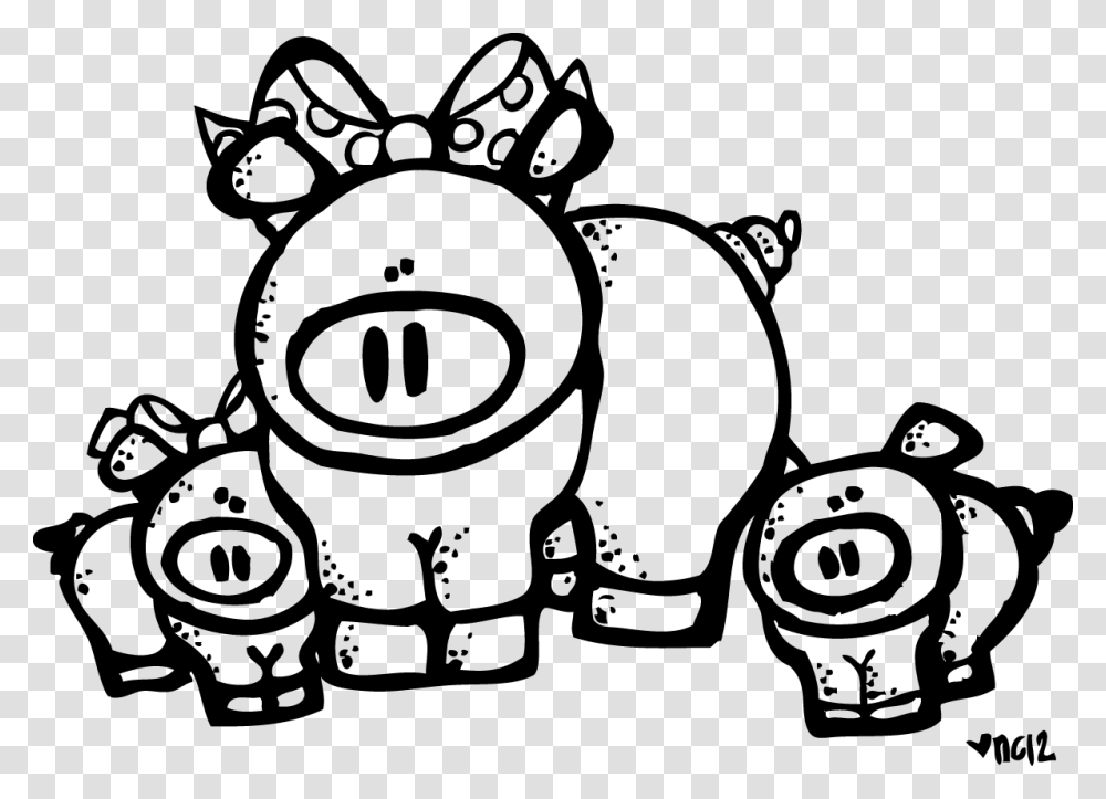 Melonheadz Pig Clipart Black And White, Cross, Face Transparent Png